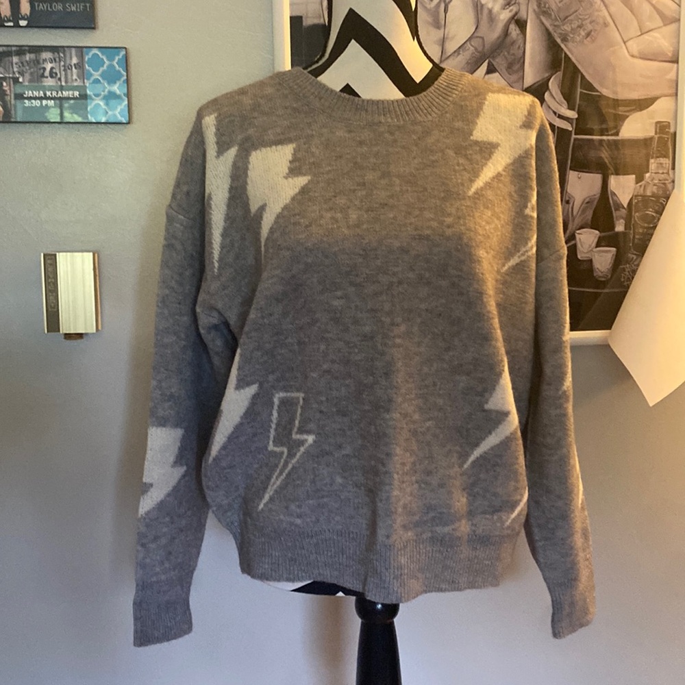Grey Lightning bolt sweater